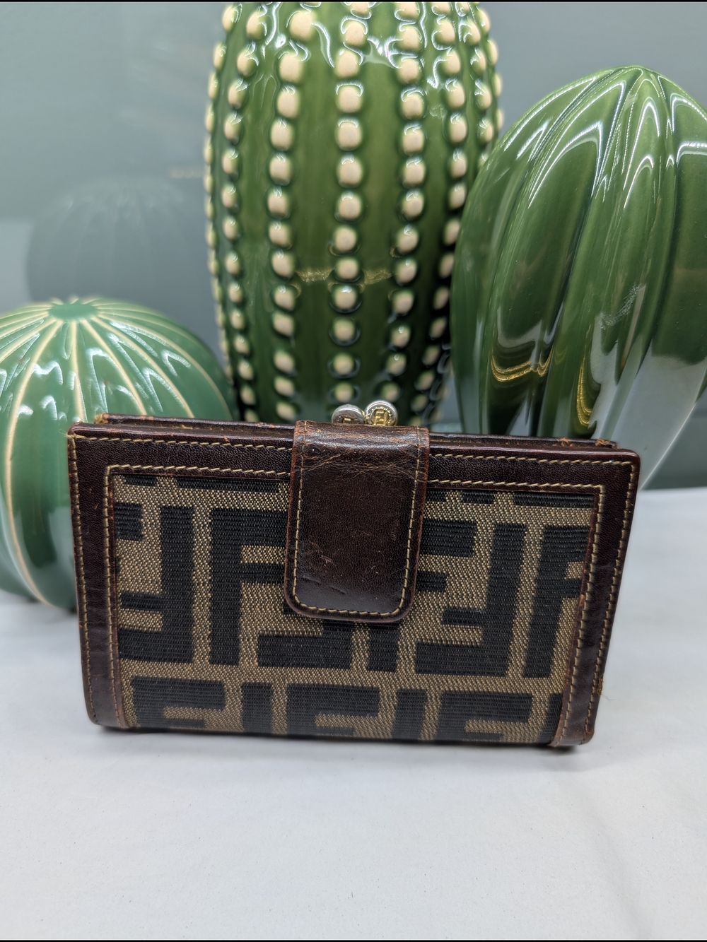 Fendi Zucca Compact Kisslock Wallet